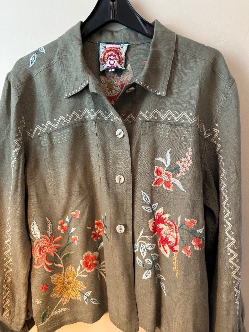 Johnny Was Linen Embroidered Jacket